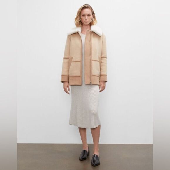 NWT Club Monaco | Camel Mixed Media Moto Jacket XL - Picture 6 of 6